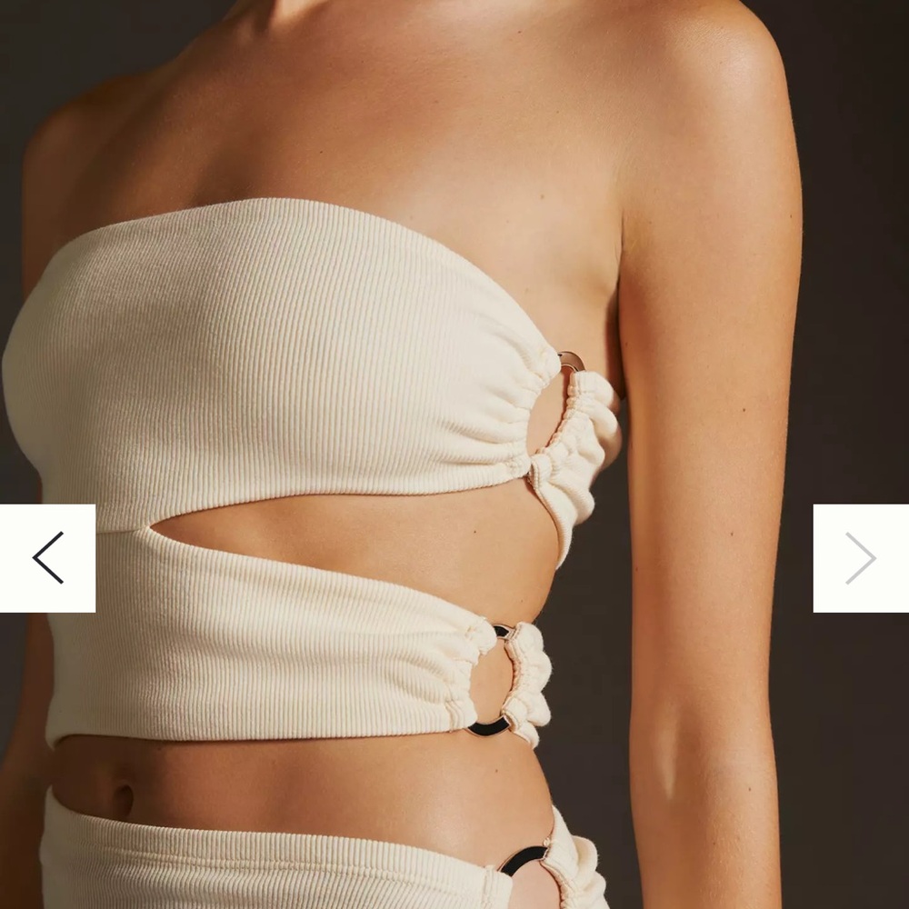 Anthropologie Strapless Cream Dress - Picture 2 of 8